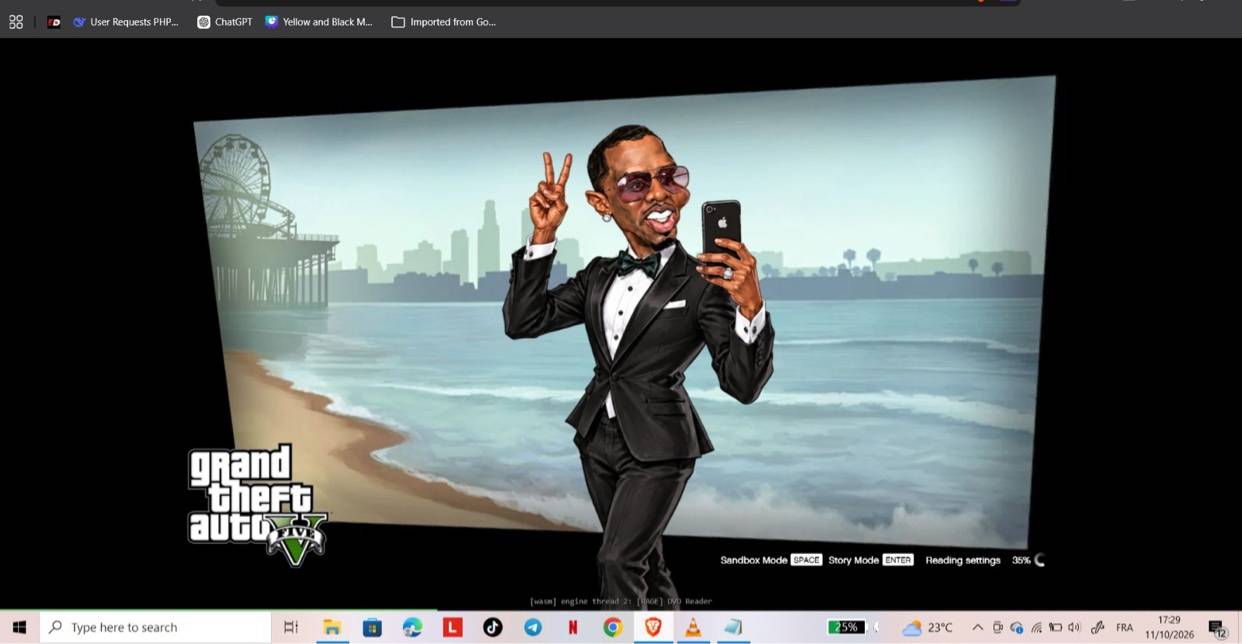 GTA V running inside a Chrome browser window